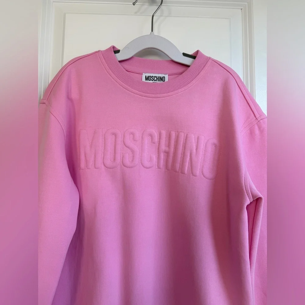 MOSCHINO Teen Logo Crewneck Sweatshirt Pink Size 12